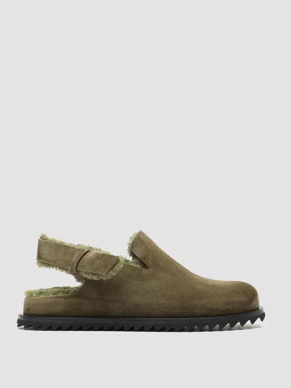 Officine Creative Sandals>INTROSPECTUS 004 - Suede Back Strap Sandals GREEN