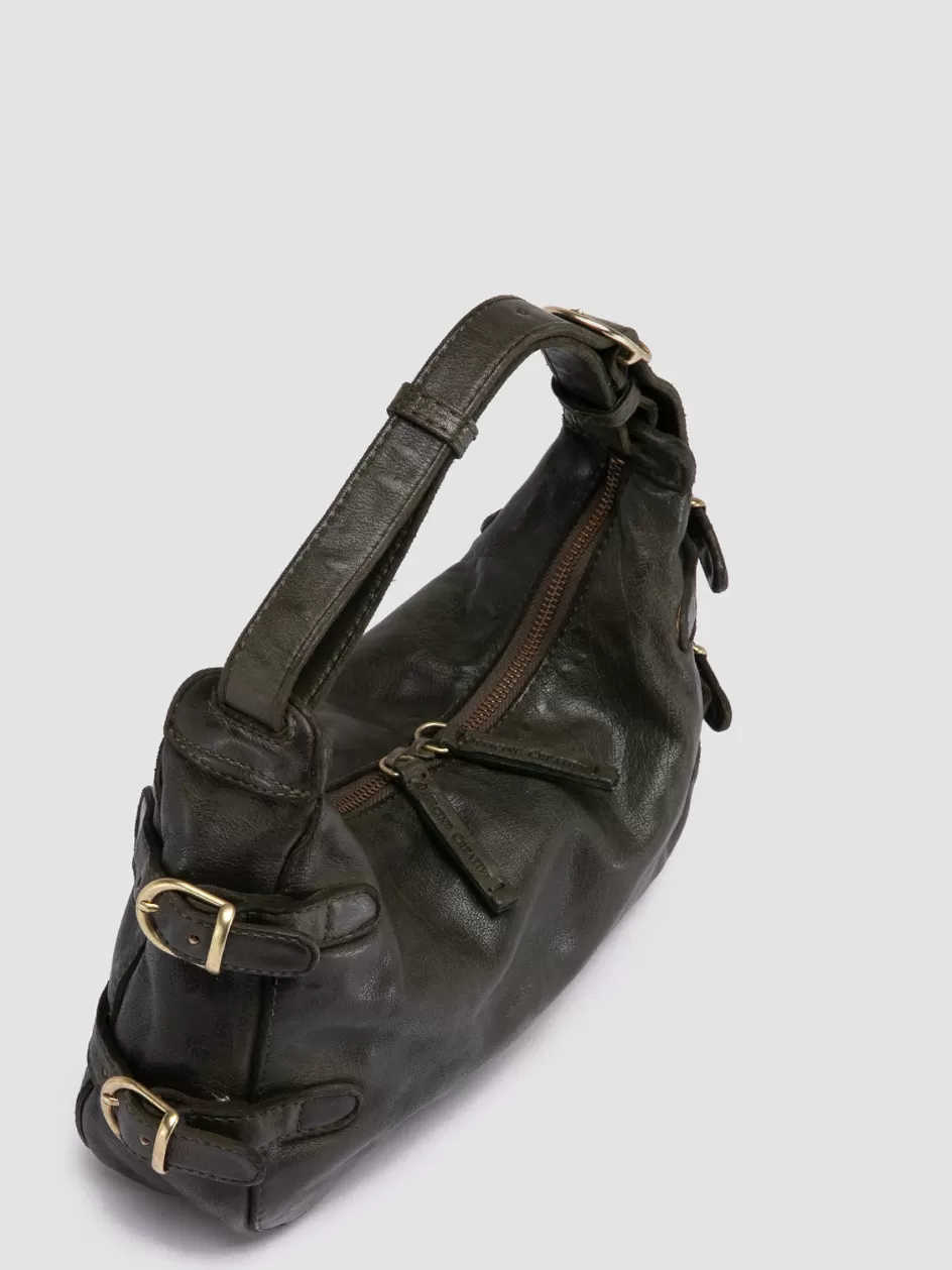 Officine Creative Bags>JULIE 009 - Green Leather Shoulder Bag SAFARI