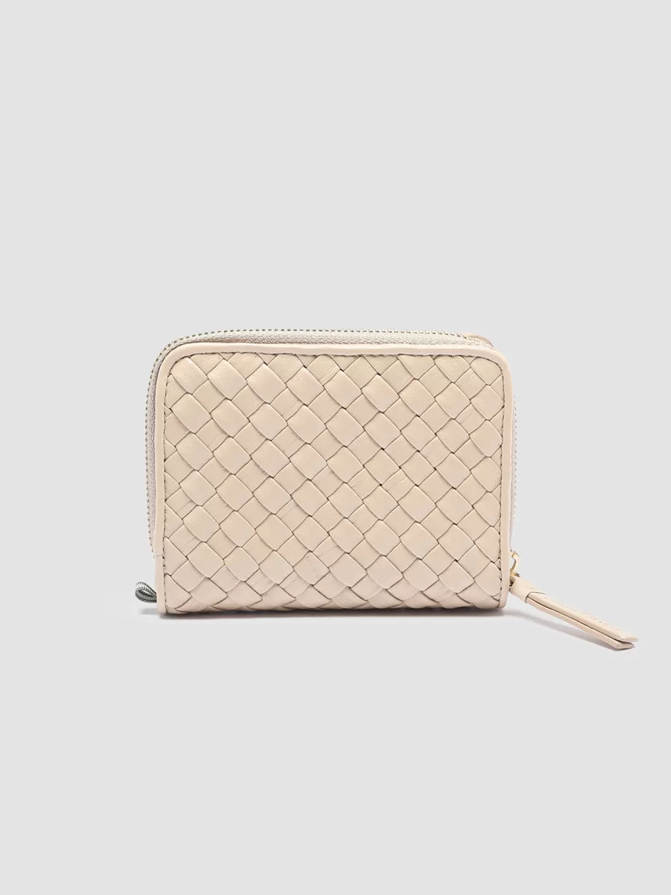 juliet_102__ivory_woven_leather_ziparound_wallet_103333.webp Officine Creative Woven Leather Selection | Wallets>JULIET 102 - Ivory Woven Leather Zip-Around Wallet OAT MILK