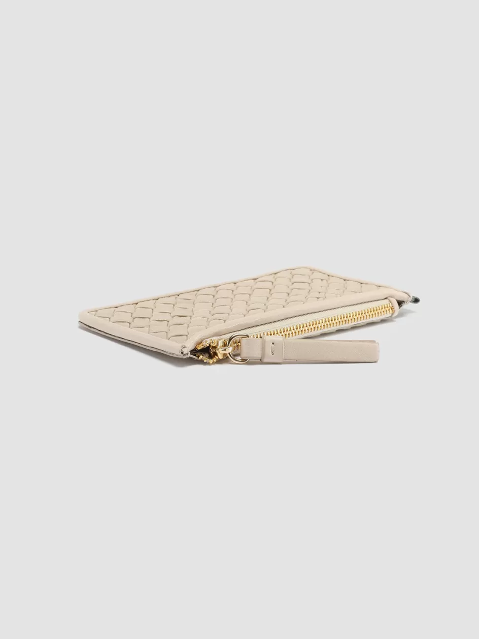 juliet_103__white_woven_leather_card_holder_103289.webp Officine Creative Woven Leather Selection | Wallets>JULIET 103 - White Woven Leather Card Holder OFF WHITE