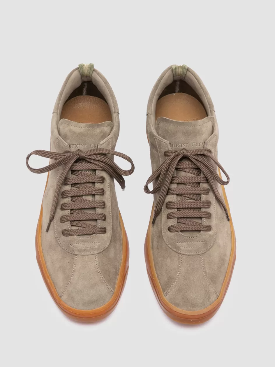 Officine Creative Sustainable Sneakers | Sneakers>KARMA 015 - Taupe Suede Low Top Sneakers QUARZO