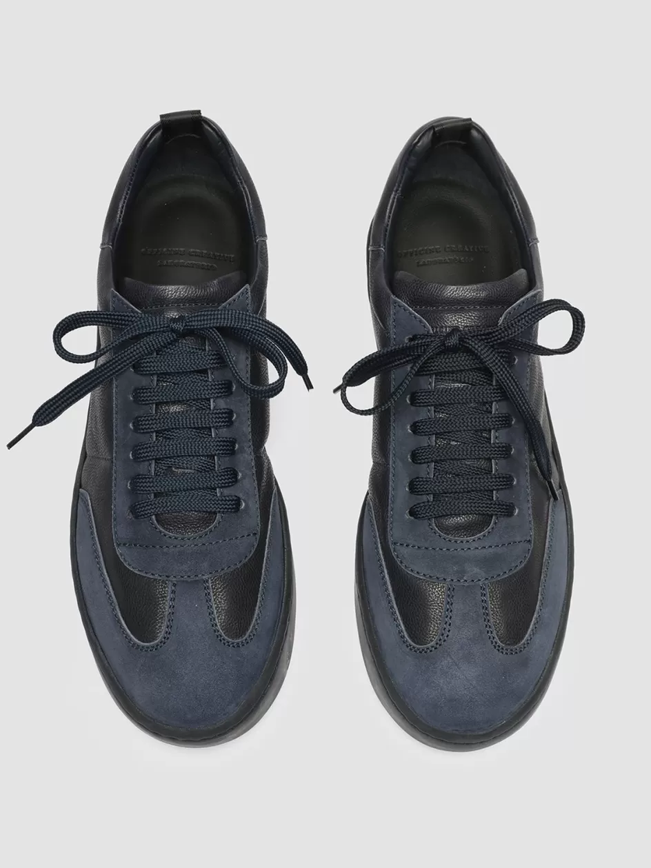 Officine Creative Sneakers>KOMBINED 001 - Leather And Suede Low Top Sneakers BLUE