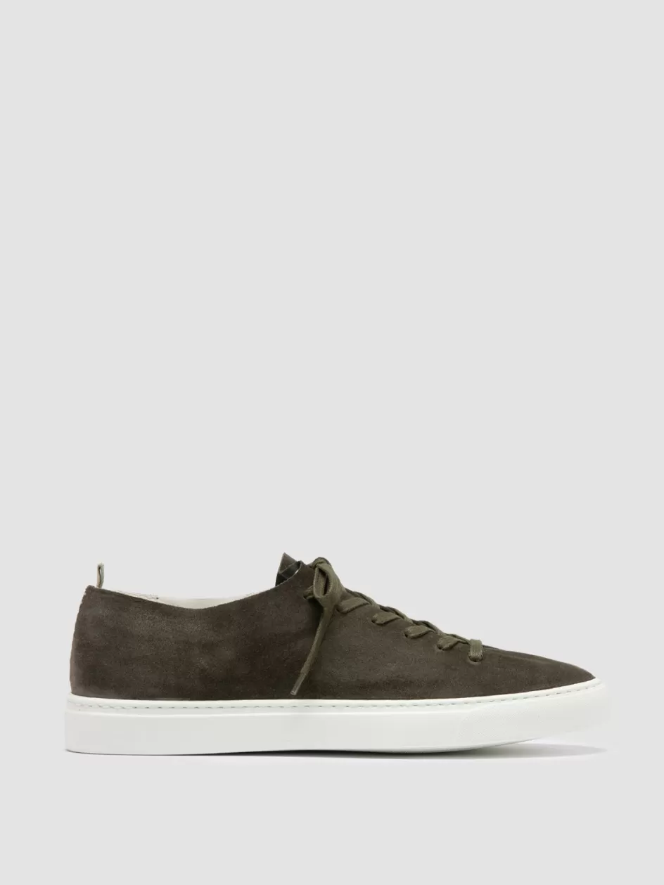 Officine Creative Sneakers>LEGGERA 001 - Green Suede Low Top Sneakers MILITARY