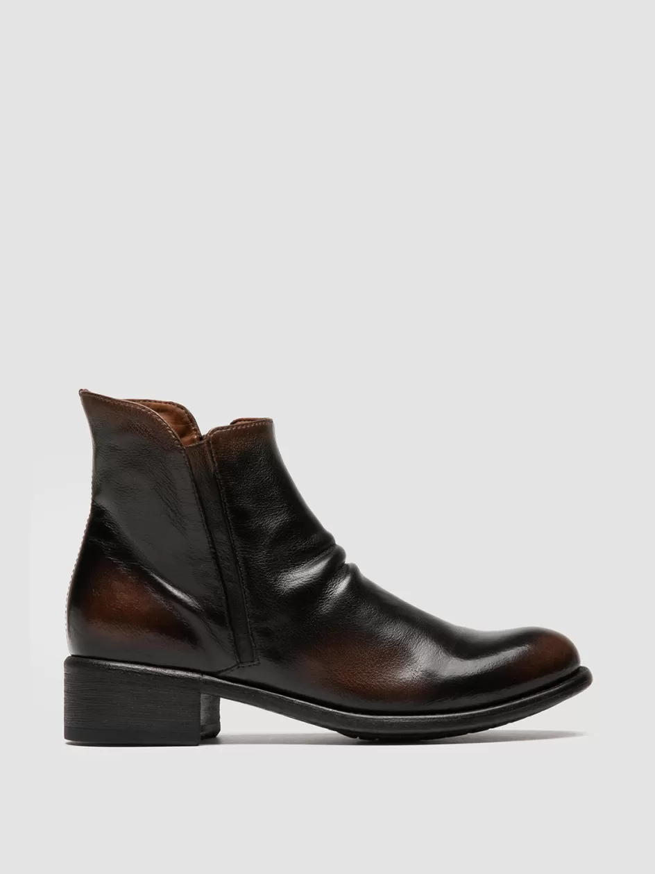 Officine Creative Boots & Booties>LIS 001 - Brown Leather Zipped Boots CAFFE'/SUPERNERO