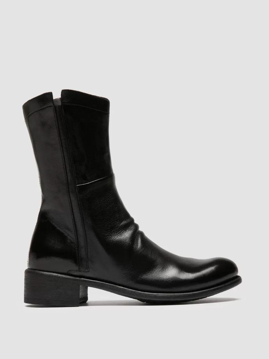 Officine Creative Boots & Booties>LIS 002 - Black Leather Zipped Boots NERO                                              