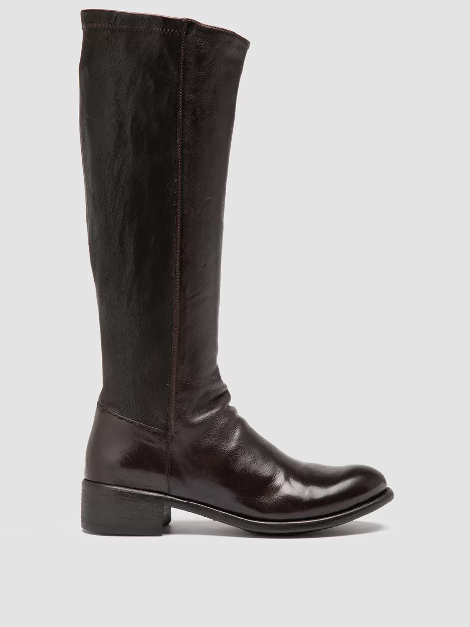 Officine Creative Boots & Booties>LIS 005 - Brown Leather Zipped Boots EBANO                                             