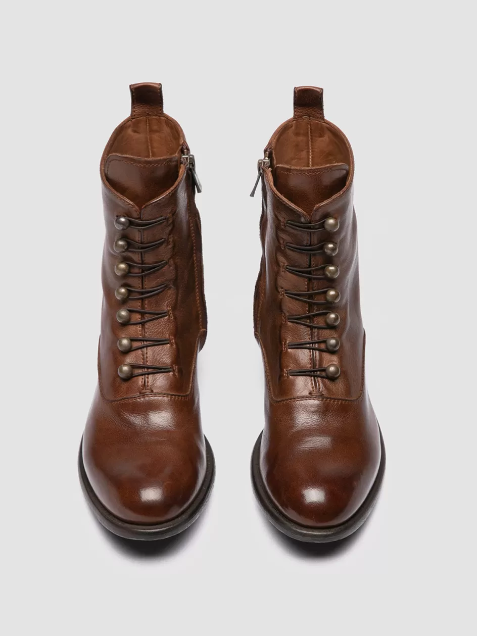Officine Creative Boots & Booties>LIS 006 - Brown Leather Zipped Boots CIGAR                                             