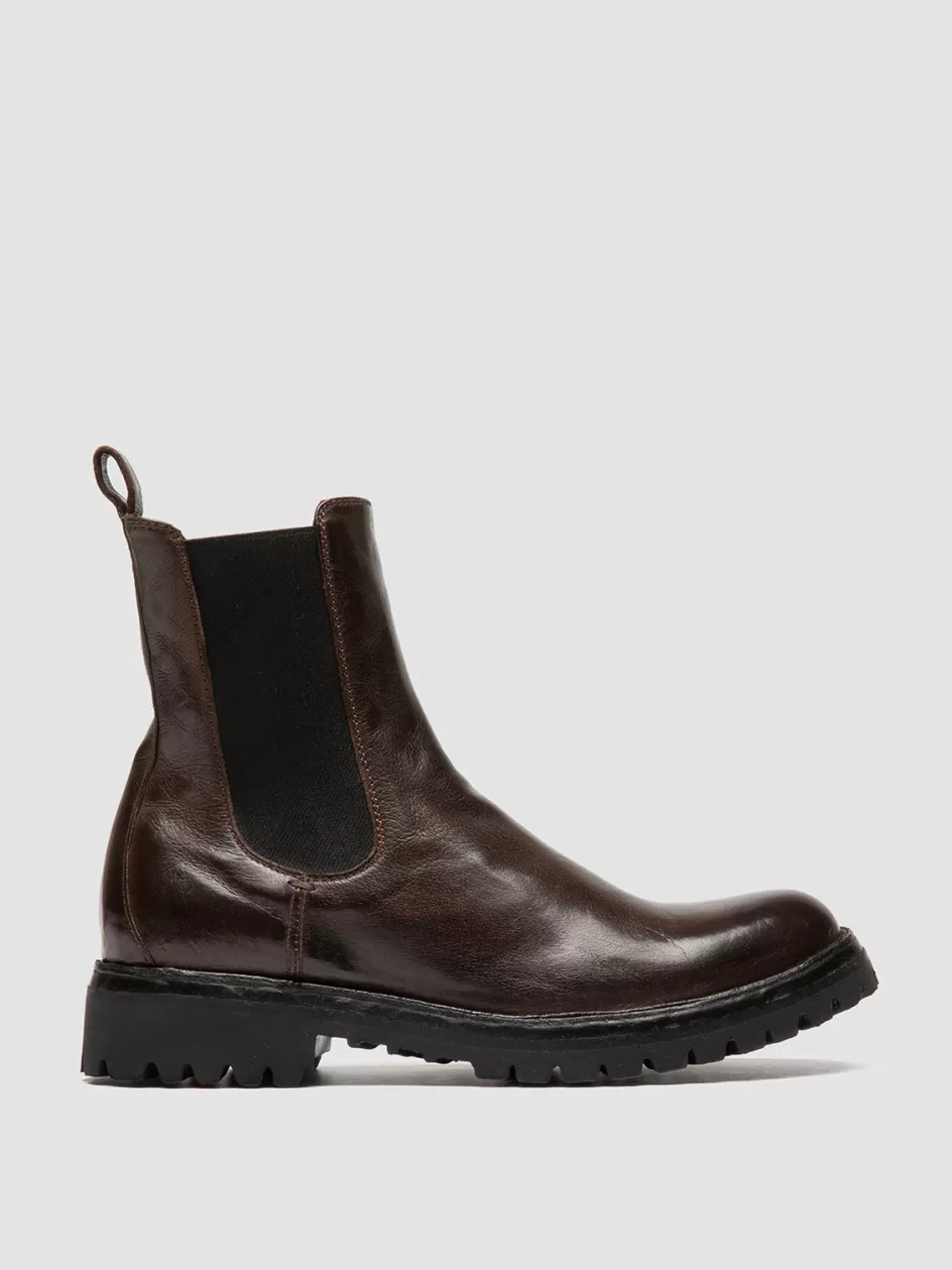 Officine Creative Boots & Booties>LORAINE 004 - Brown Leather Chelsea Boots FONDUE                                            