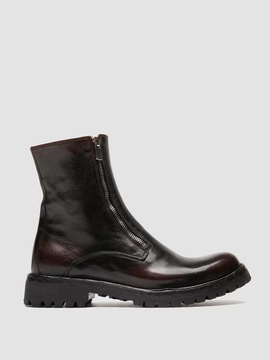 Officine Creative Boots & Booties>LORAINE 026 - Brown Leather Zipped Boots OTTO/SUPERNERO