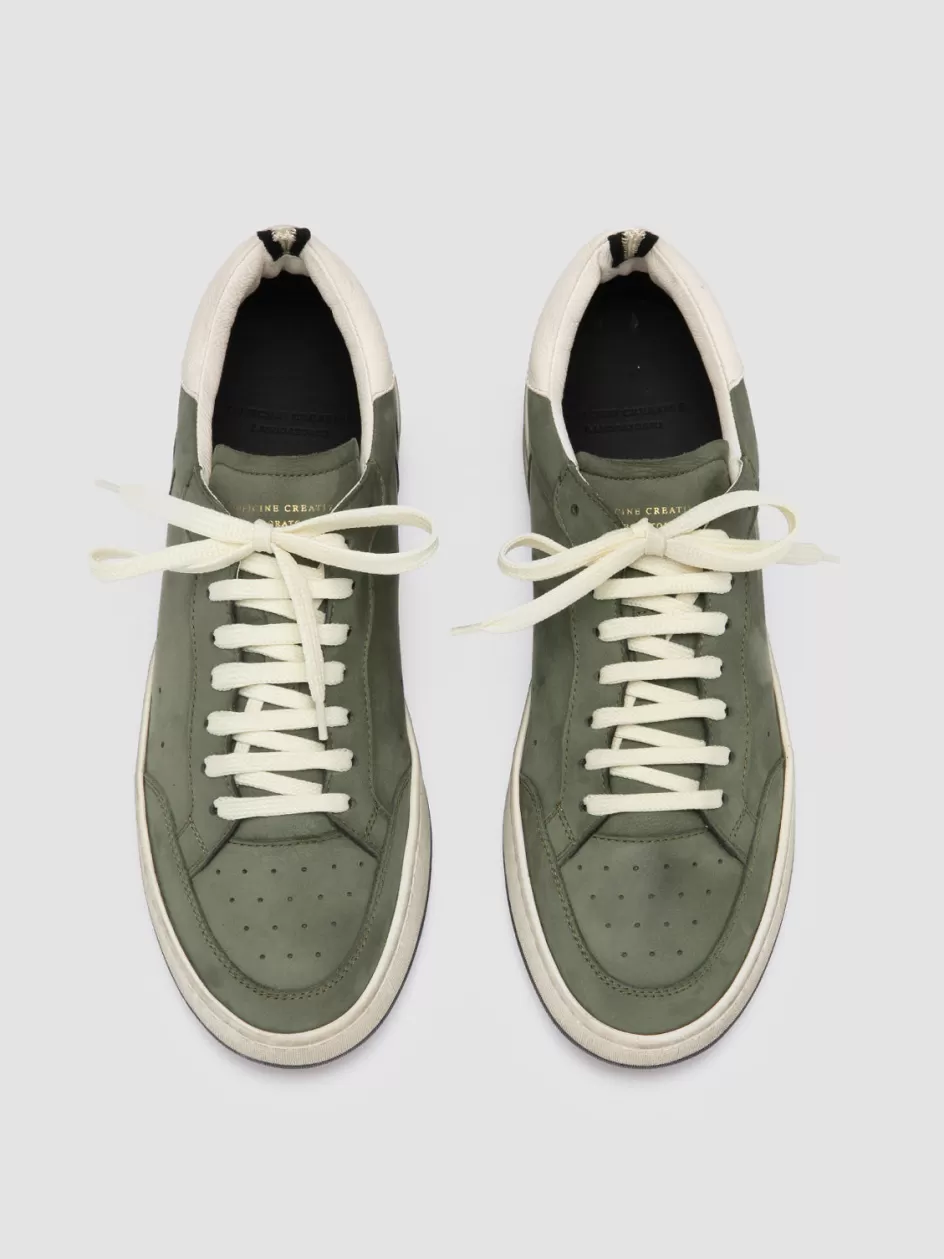 Officine Creative Sustainable Sneakers | Sneakers>MAGIC 002 - Green Nubuk Low Top Sneakers GREEN/WHITE