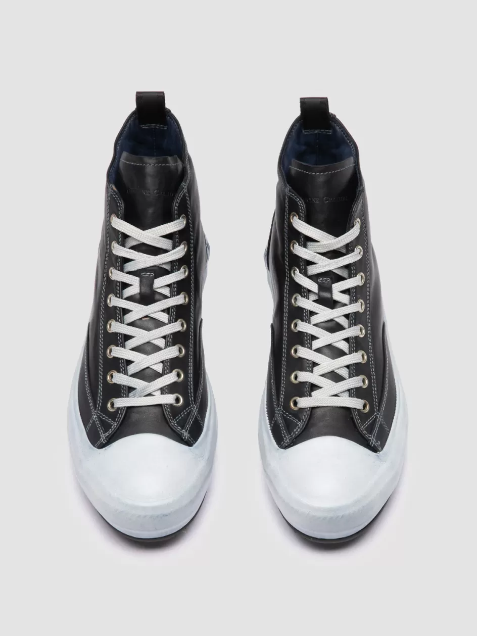 Officine Creative Sneakers>MES DD 002 - Blue Leather High Top Sneakers OLTREMARE