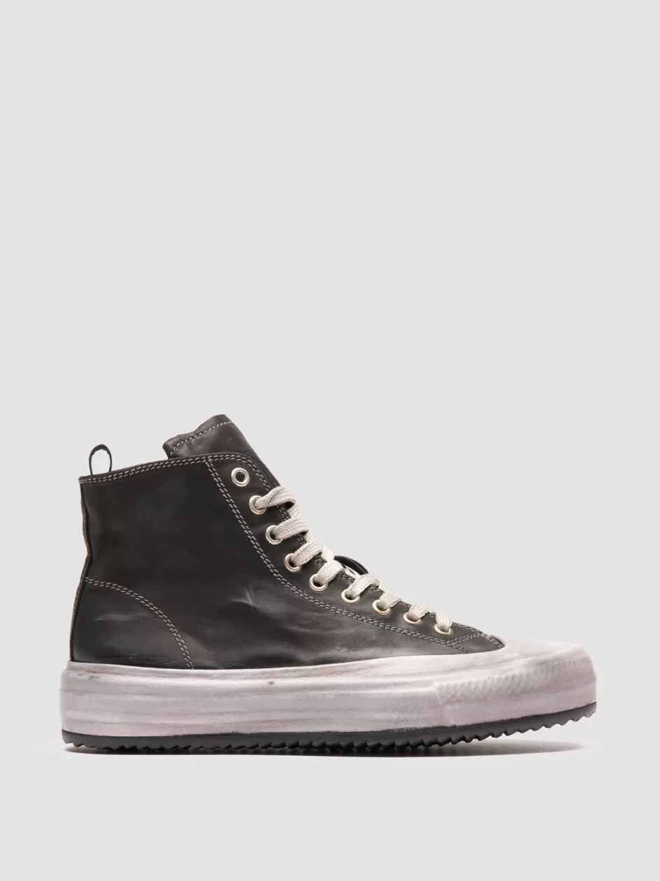 Officine Creative Sneakers>MES DD 102 - Black Leather High Top Sneakers NERO                                              