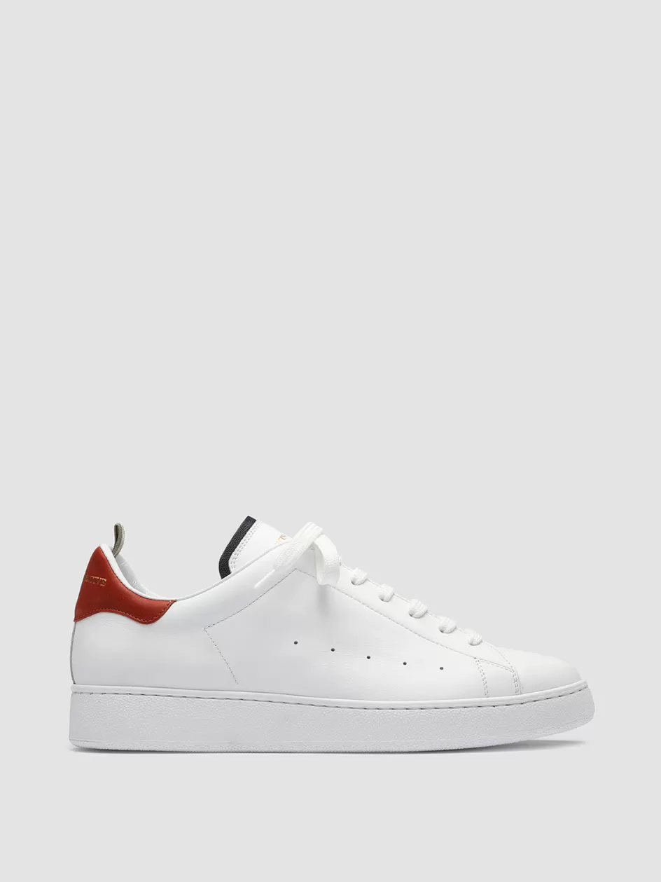 Officine Creative Sneakers>MOWER 005 - White Leather Sneakers BIANCO/BLUPRINT/RUST