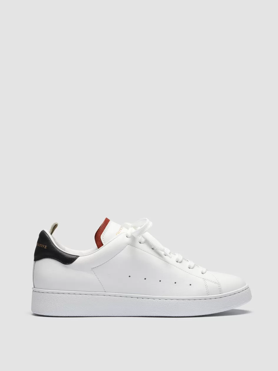 Officine Creative Sneakers>MOWER 005 - White Leather Sneakers WHITE/RUST/BLUPRINT