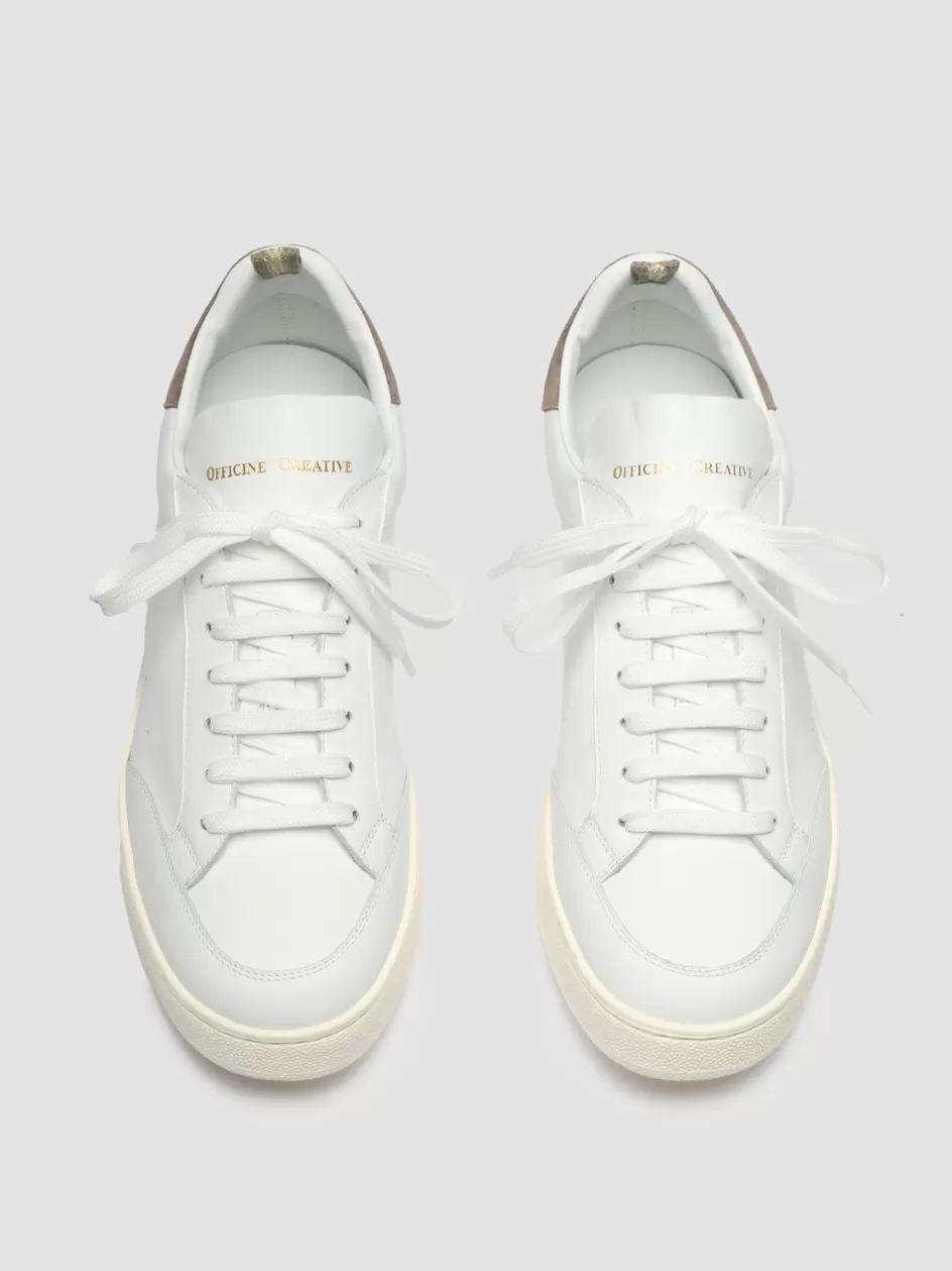 Officine Creative Sneakers>MOWER 007 - White Leather Sneakers WHITE/TAUPE