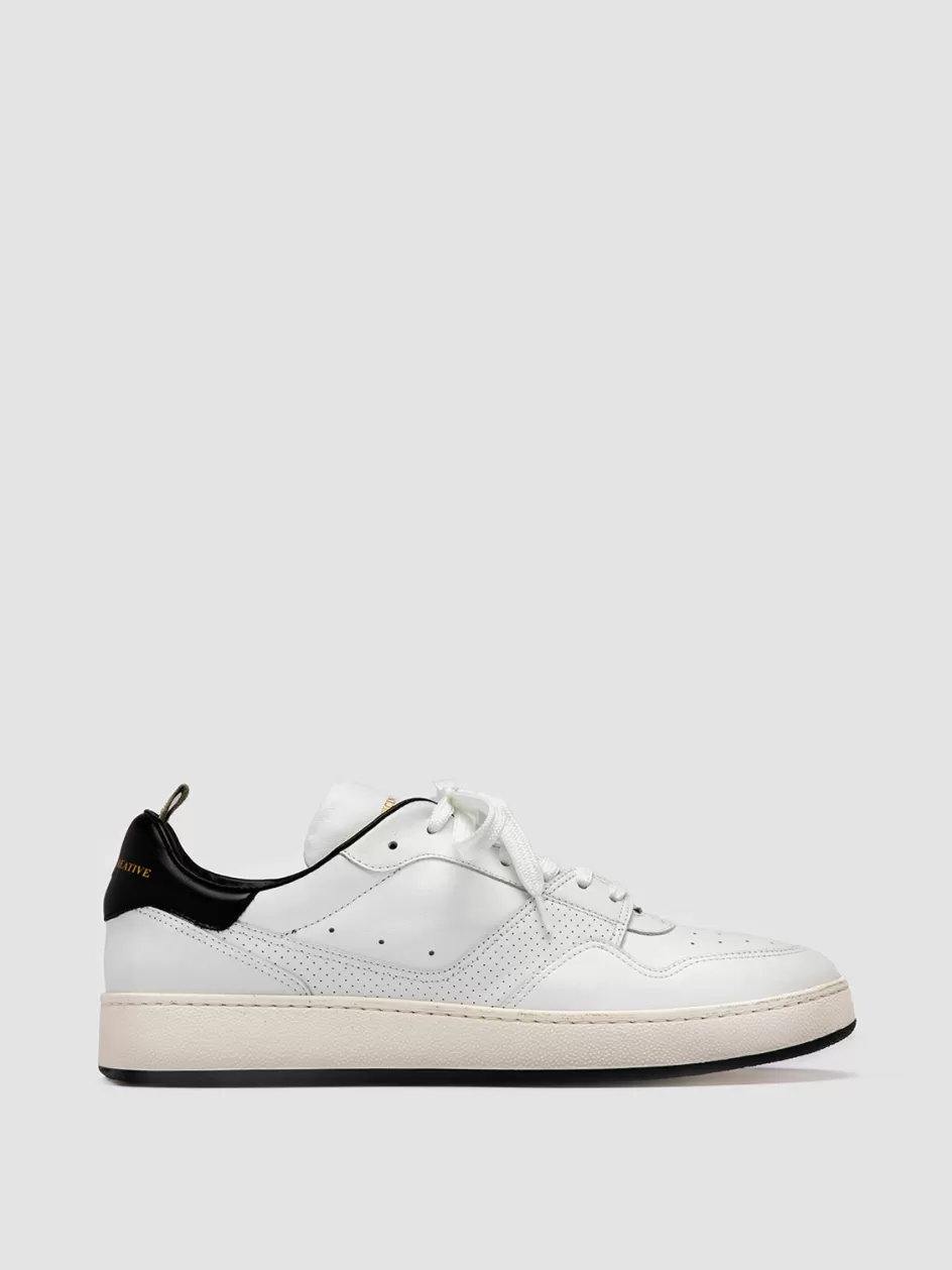 Officine Creative Sneakers>MOWER 016 - White Leather Low Top Sneakers WHITE/BLACK