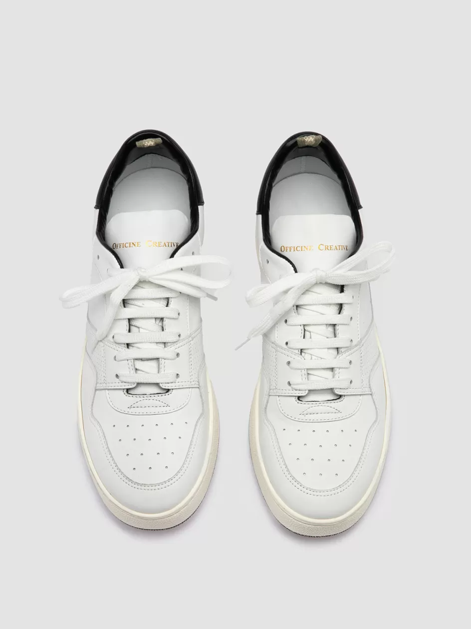 Officine Creative Sneakers>MOWER 016 - White Leather Low Top Sneakers WHITE/BLACK