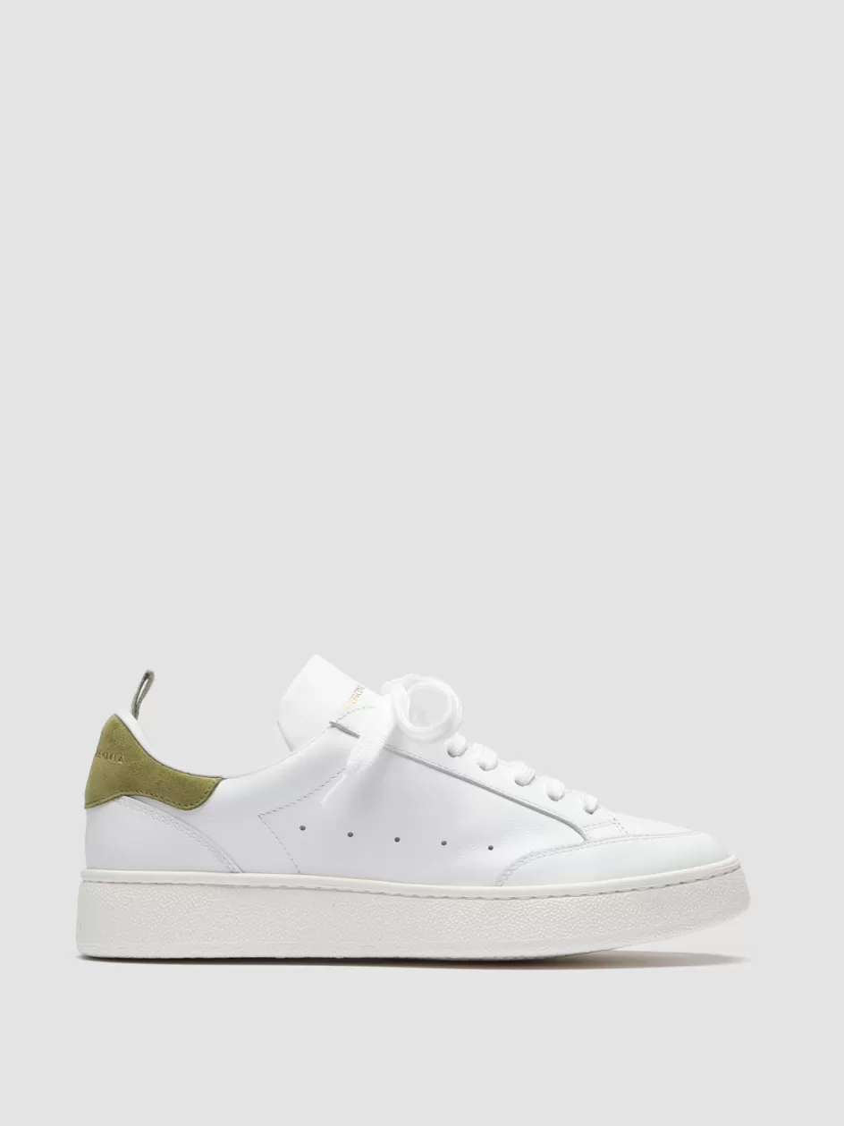 Officine Creative Sneakers>MOWER 109 - White Leather Sneakers WHITE/GREEN