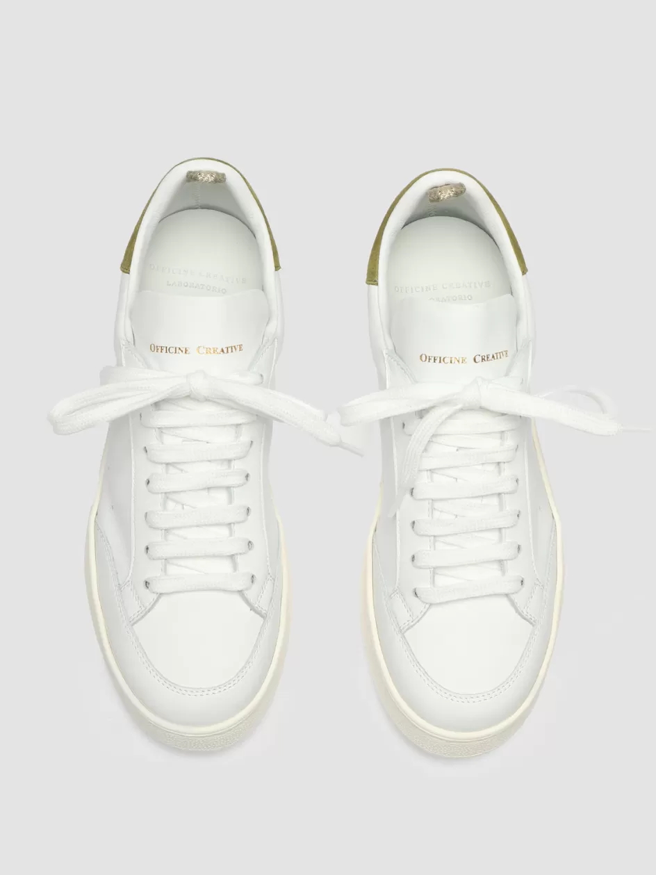 Officine Creative Sneakers>MOWER 109 - White Leather Sneakers WHITE/GREEN