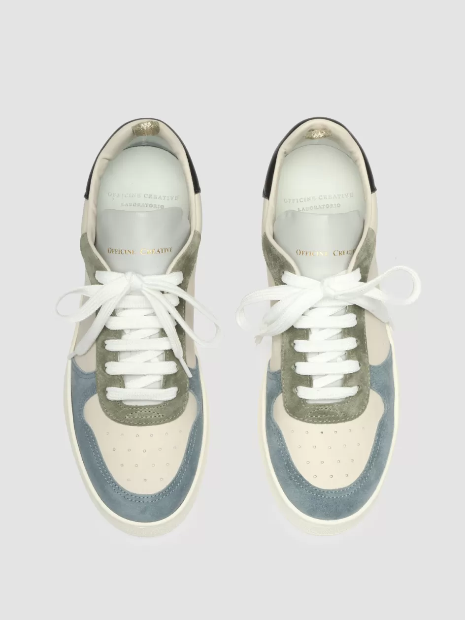 Officine Creative Sneakers>MOWER 110 - White Leather And Suede Low Top Sneakers WHITE/MULTICOLOR
