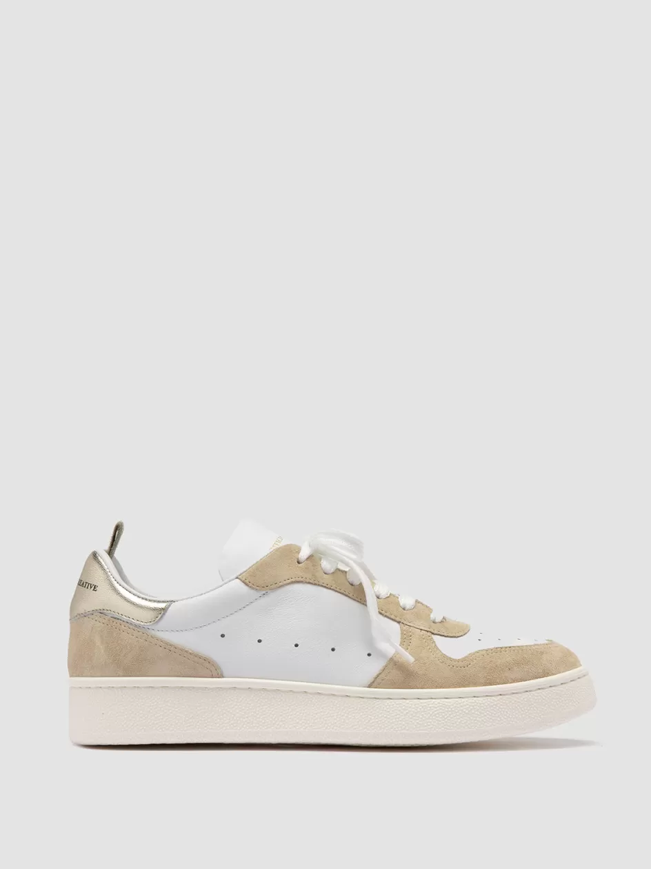 Officine Creative Sneakers>MOWER 110 - White Leather And Suede Low Top Sneakers