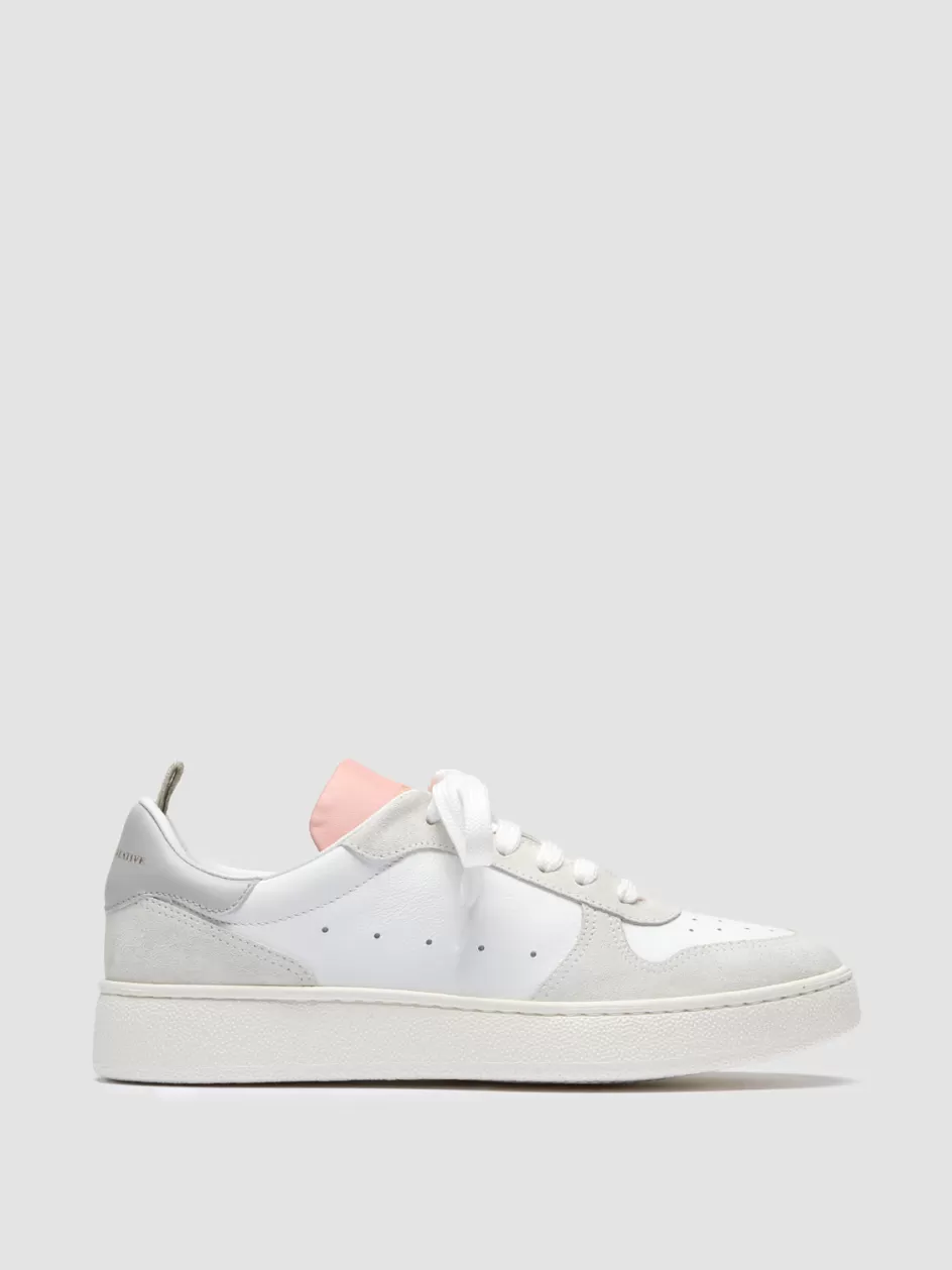 Officine Creative Sneakers>MOWER 110 - White Leather And Suede Sneakers WHITE/GREY/PINK