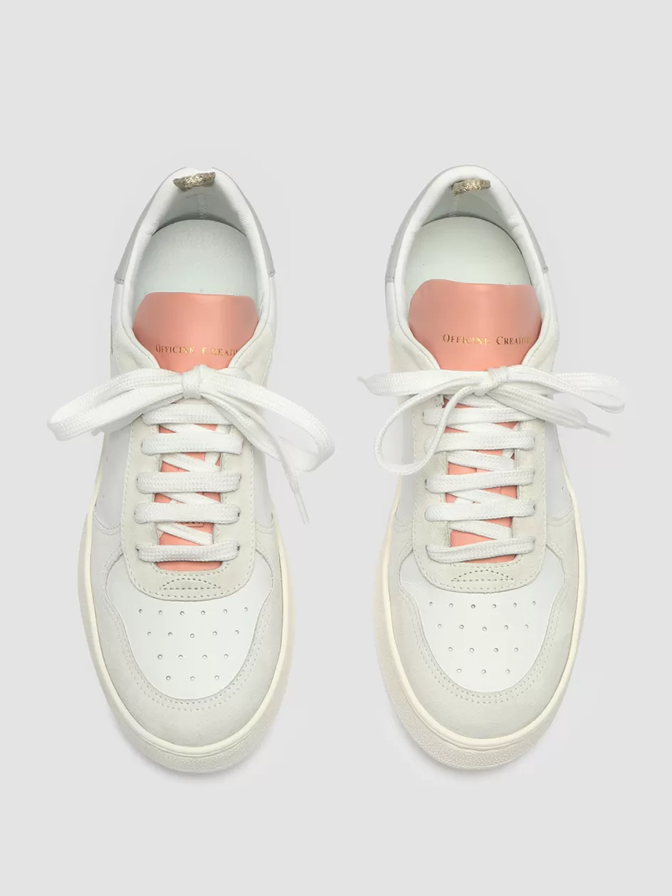 Officine Creative Sneakers>MOWER 110 - White Leather And Suede Sneakers WHITE/GREY/PINK