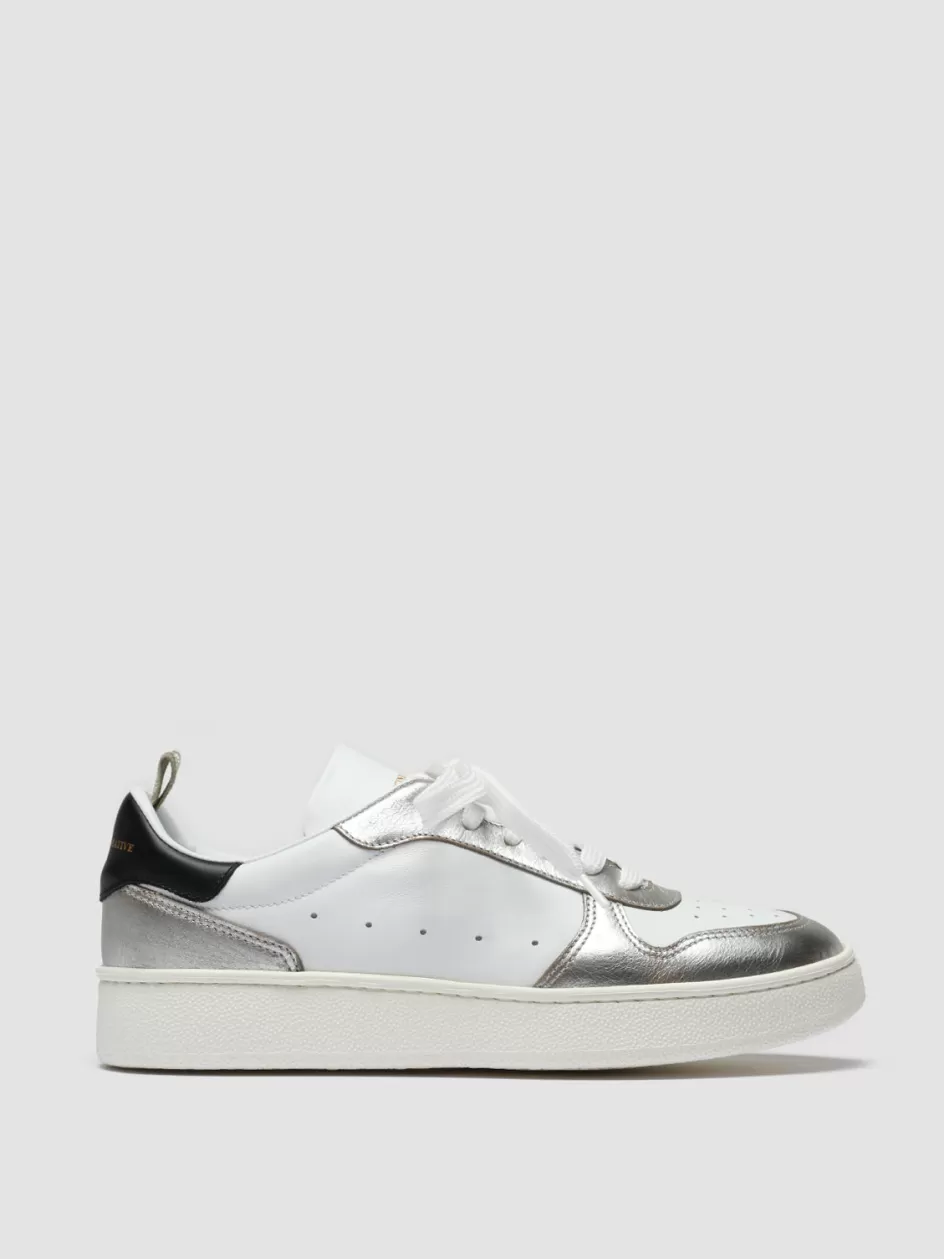 Officine Creative Sneakers>MOWER 110 - White Leather Low Top Sneakers MULTICOLOR