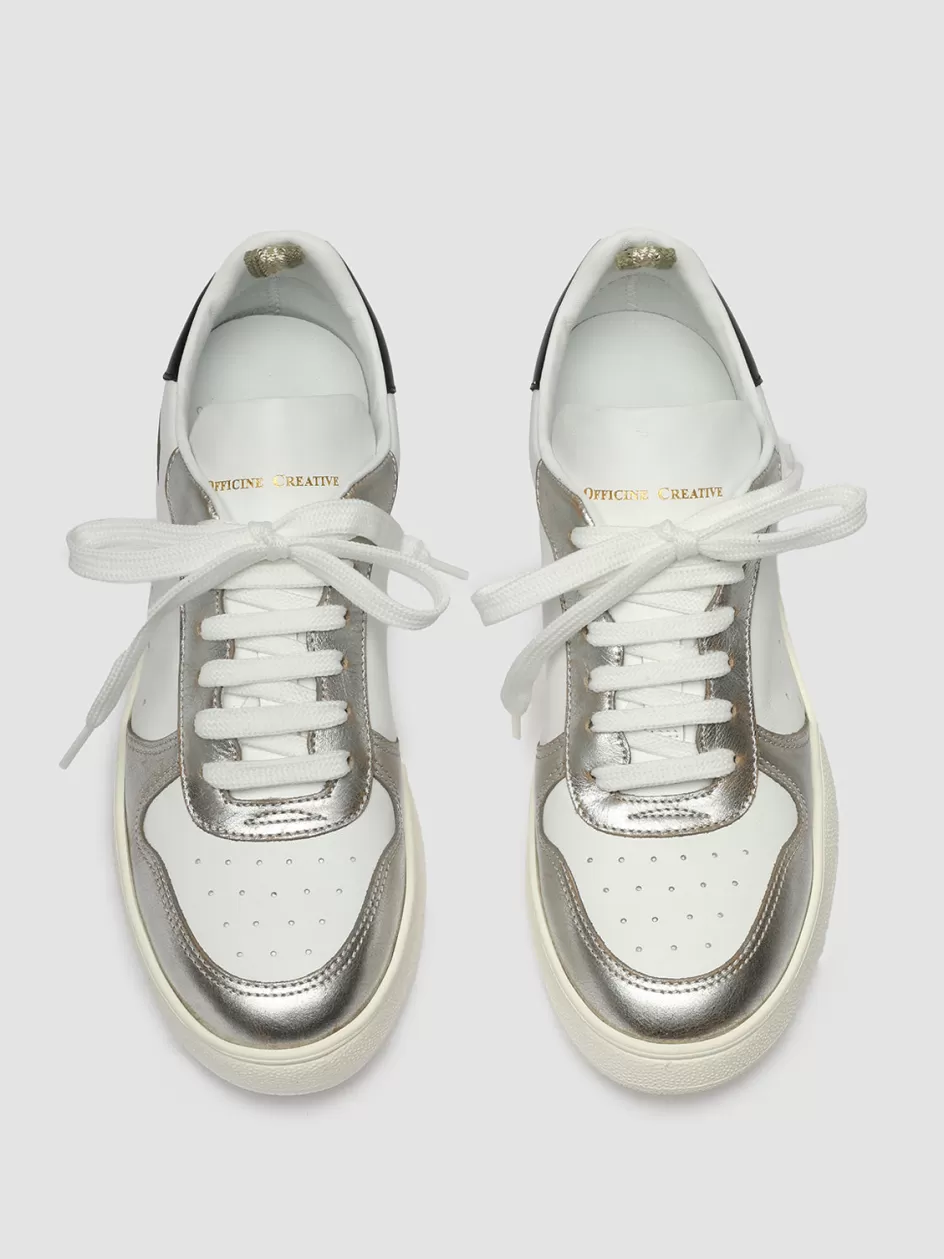 Officine Creative Sneakers>MOWER 110 - White Leather Low Top Sneakers MULTICOLOR