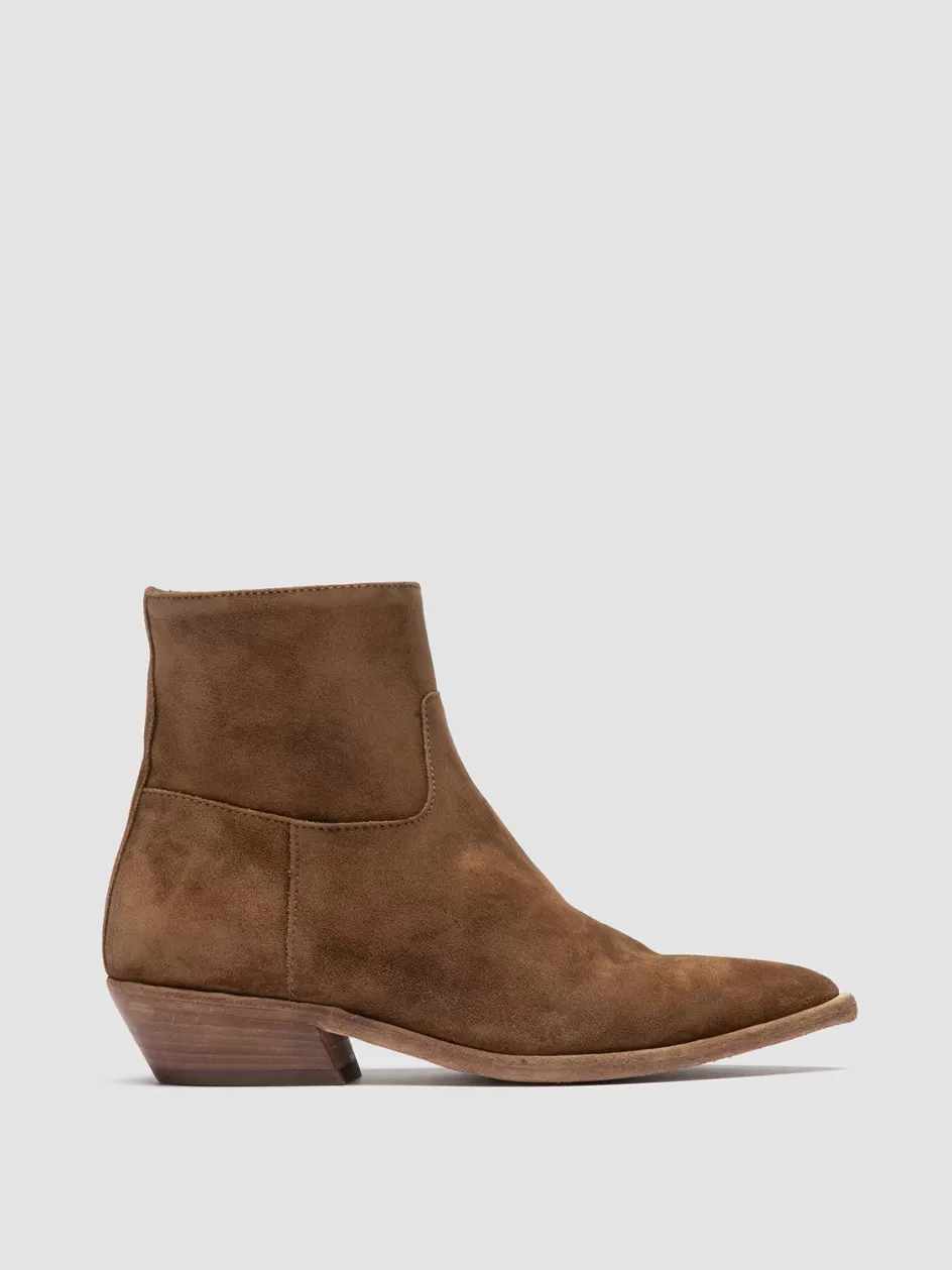 Officine Creative Boots & Booties>NOELIE DD 102 - Brown Suede Zipped Boots BIRRA                                             