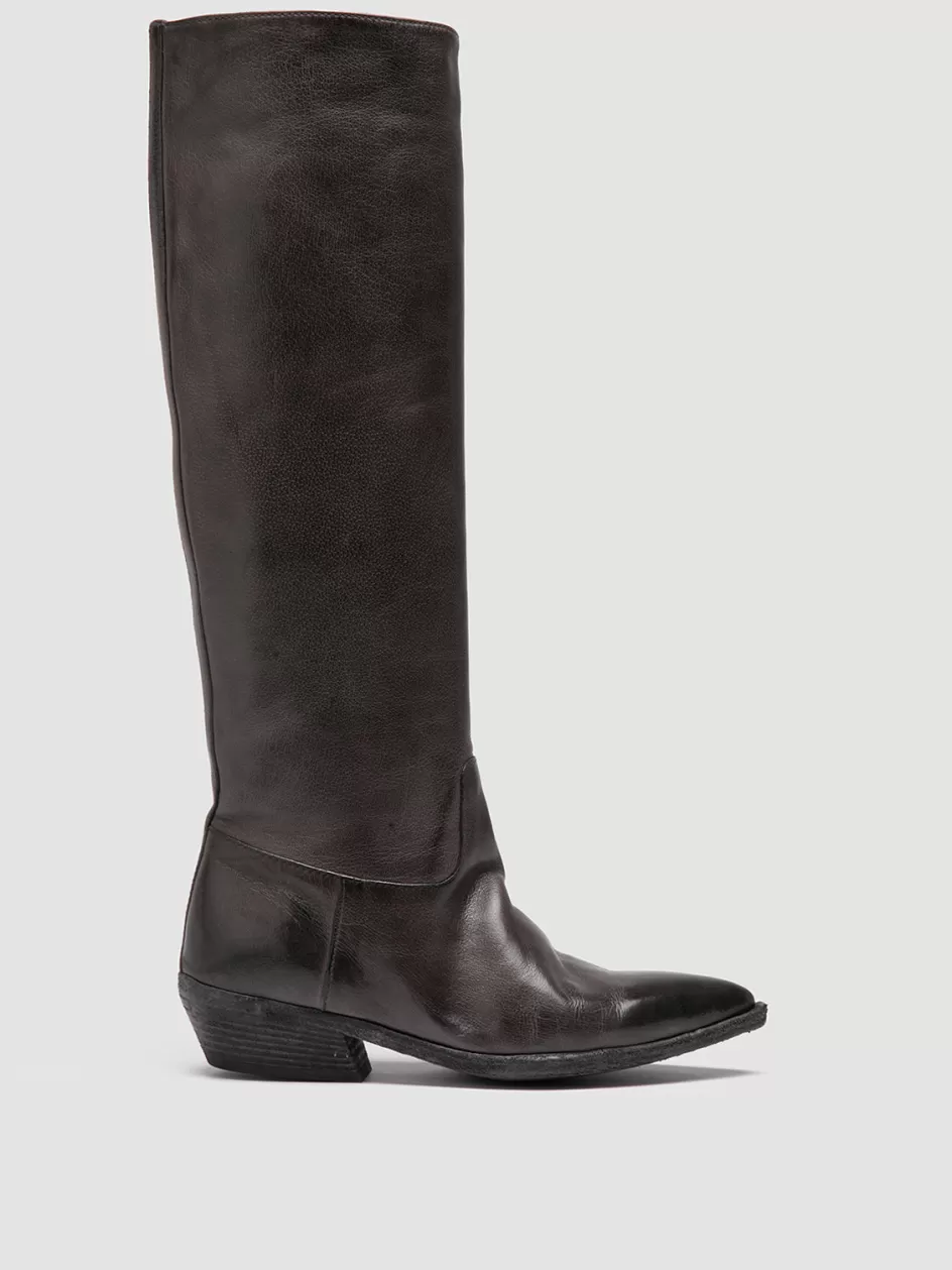 Officine Creative Boots & Booties>NOELIE DD 104 - Grey Leather Pull On Boots MAGNETE