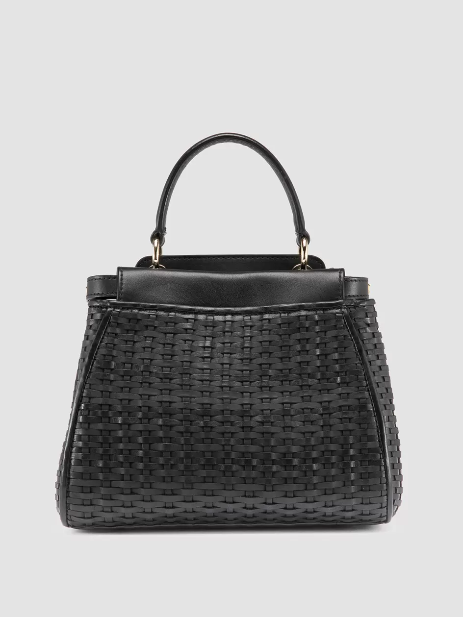 Officine Creative Bags>NOLITA 029 - Woven Leather Handle Bag BLACK