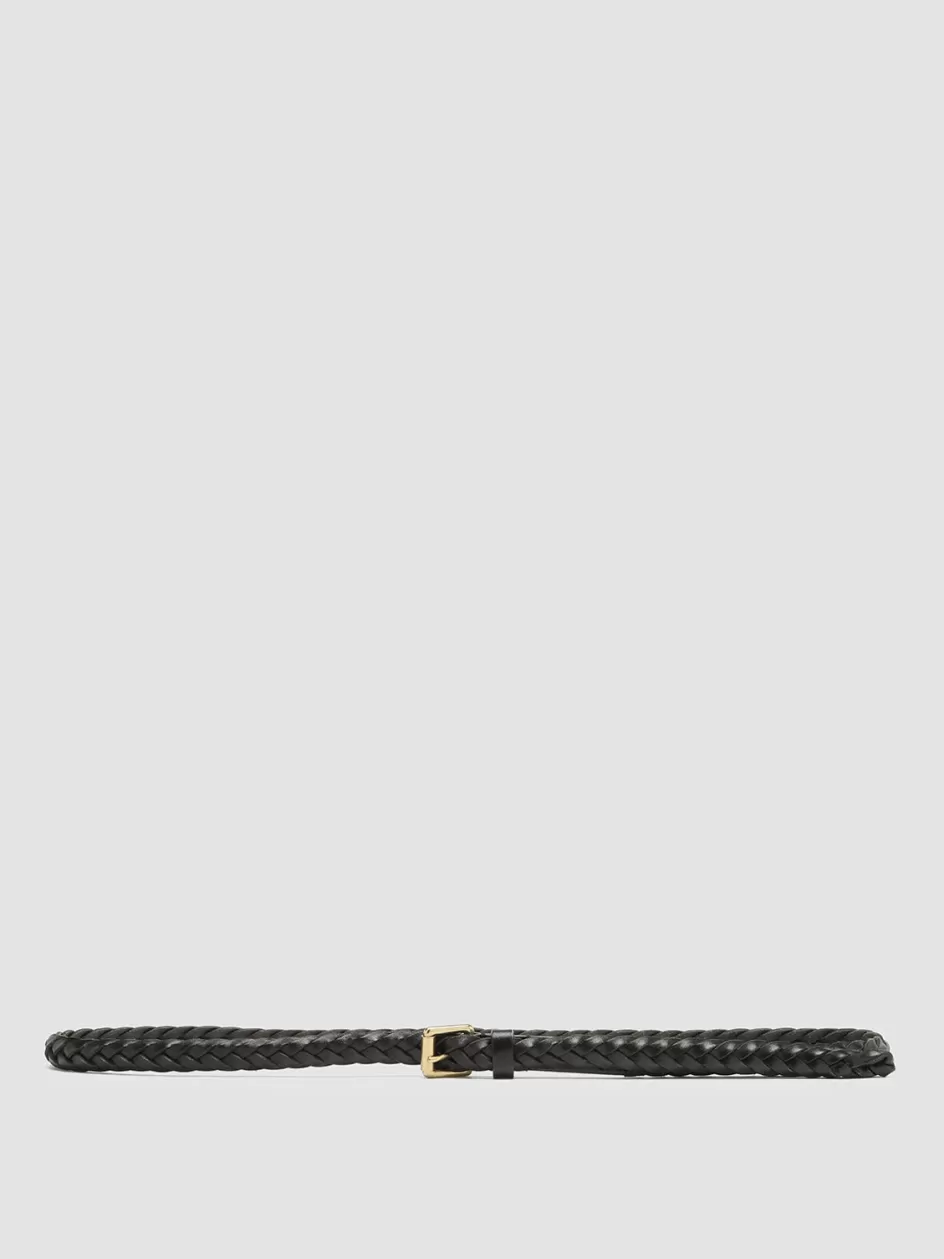 Officine Creative Woven Leather Selection | Woven Leather Selection>OC STRIP 064 - Woven Leather Belt BLACK