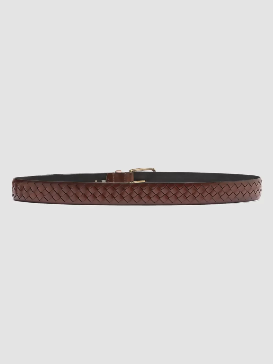 oc_strip_28__brown_woven_leather_belt_97842.webp Officine Creative Woven Leather Selection | Belts>OC STRIP 28 - Brown Woven Leather Belt TEAK