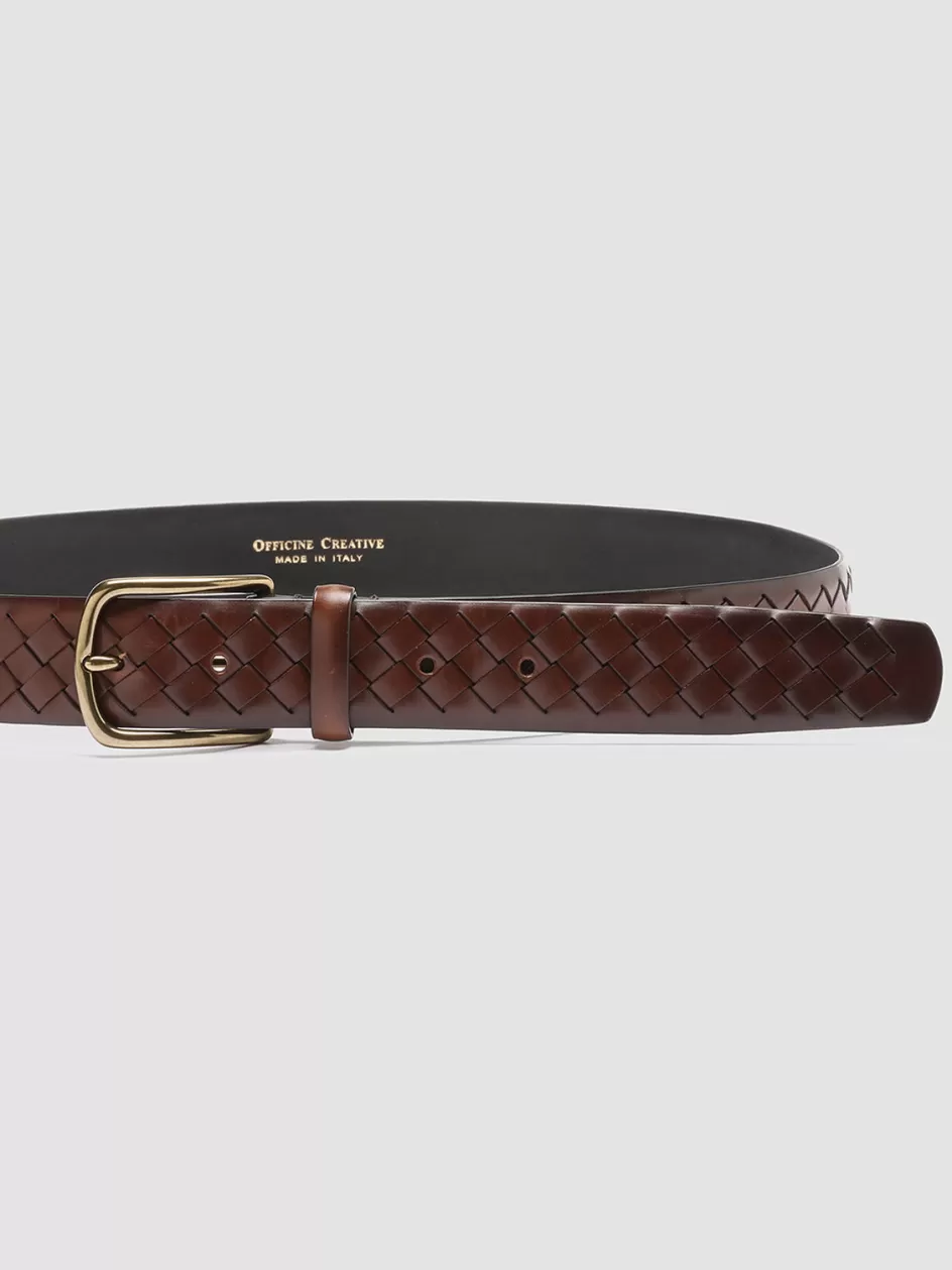 oc_strip_28__brown_woven_leather_belt_97843.webp Officine Creative Woven Leather Selection | Belts>OC STRIP 28 - Brown Woven Leather Belt TEAK