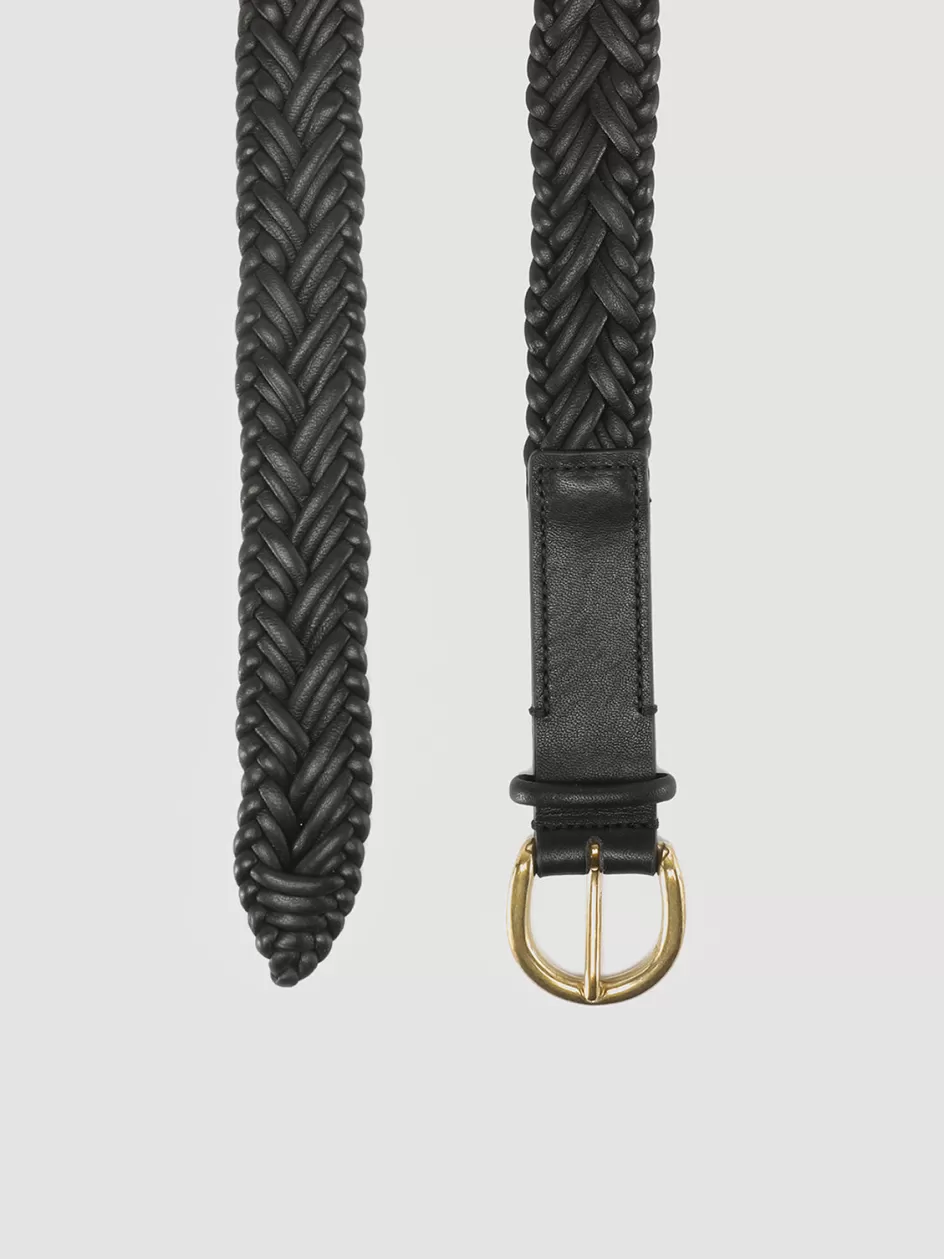 Officine Creative Woven Leather Selection | Woven Leather Selection>OC STRIP 36 - Woven Leather Belt BLACK
