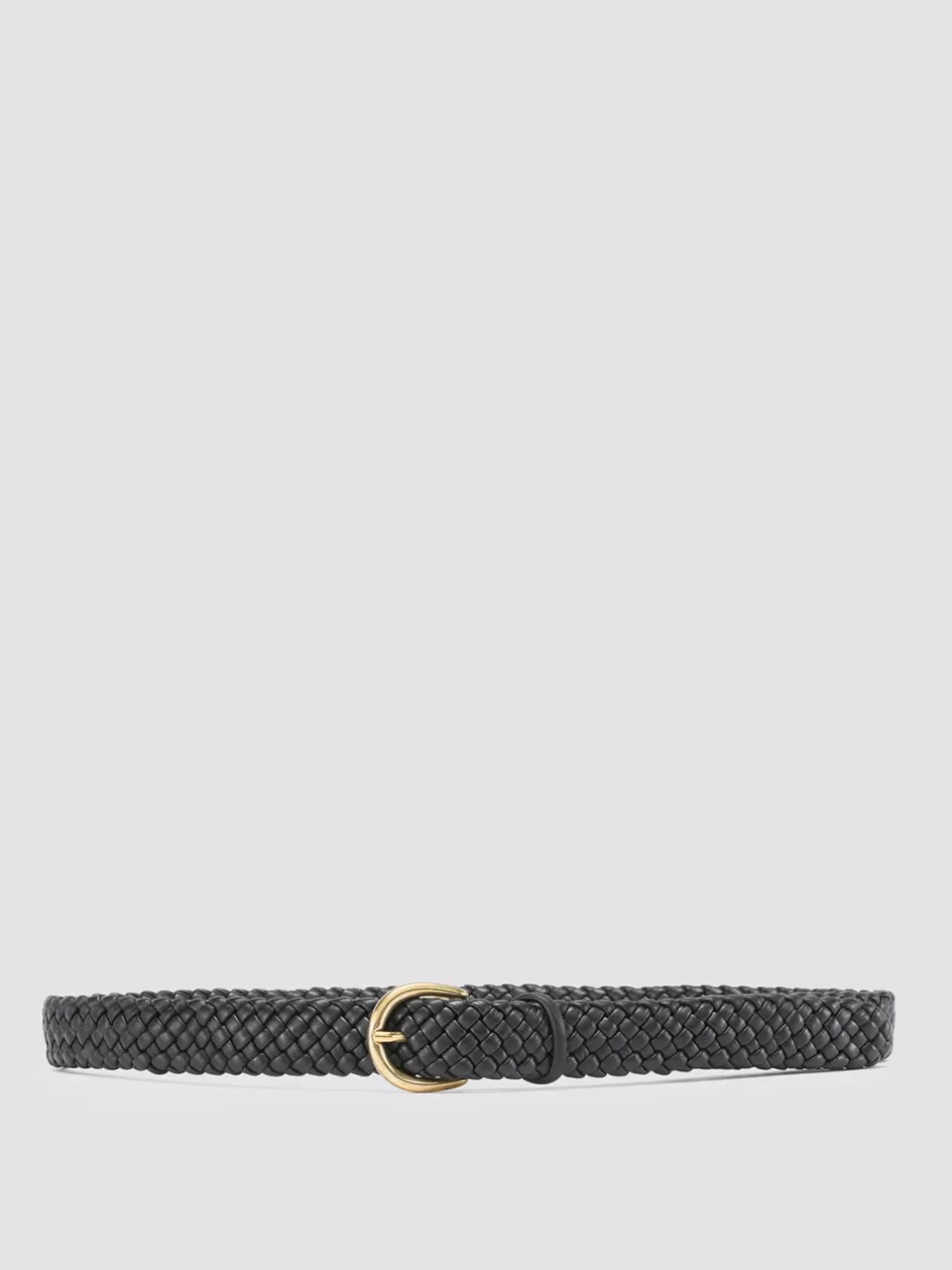Officine Creative Woven Leather Selection | Woven Leather Selection>OC STRIP 38 - Woven Leather Belt BLACK