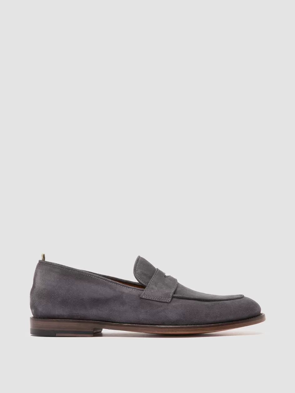 Officine Creative Suede Selection | Loafers>OPERA 001 - Grey Suede Penny Loafers AVION