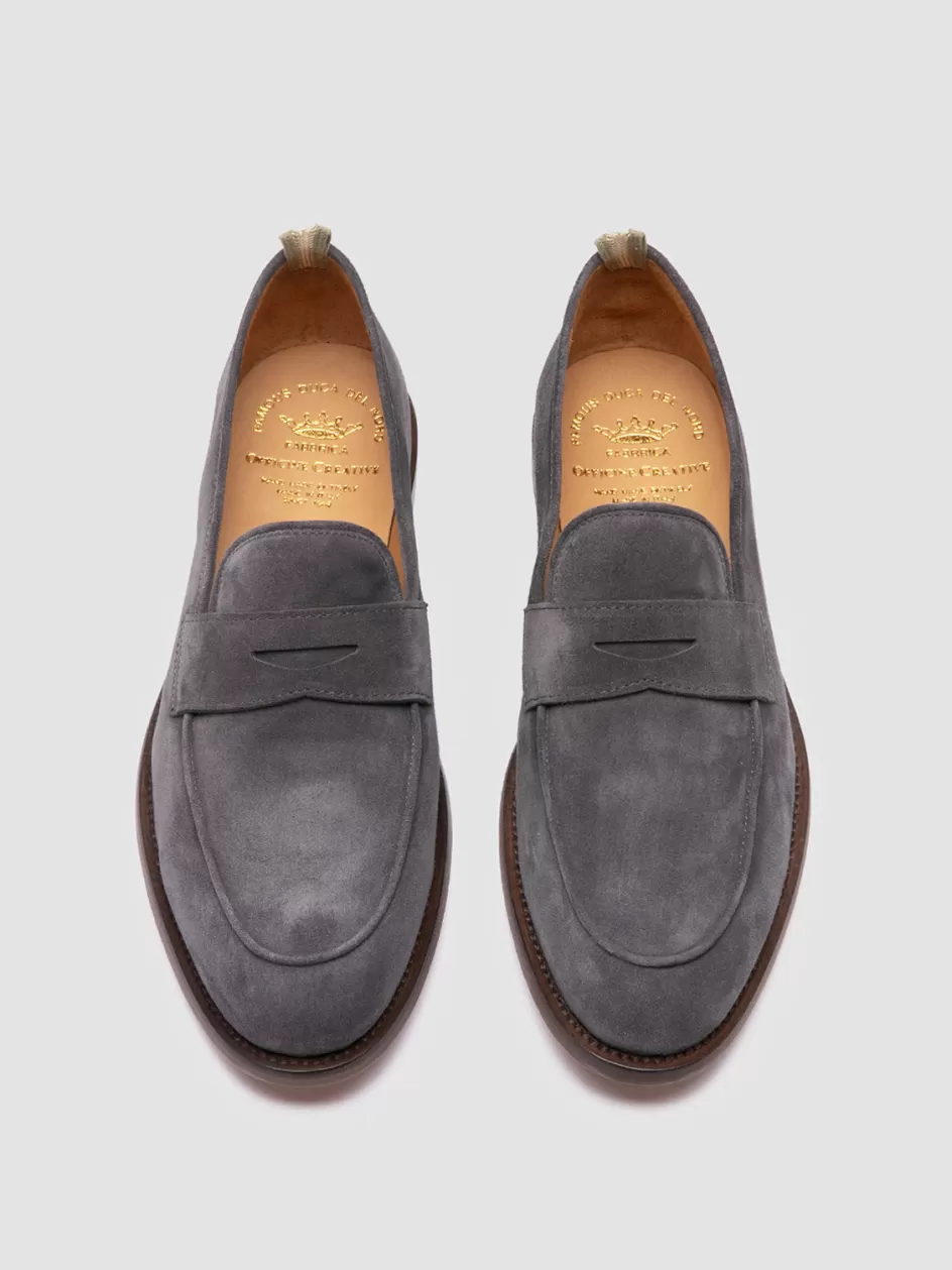 Officine Creative Suede Selection | Loafers>OPERA 001 - Grey Suede Penny Loafers AVION