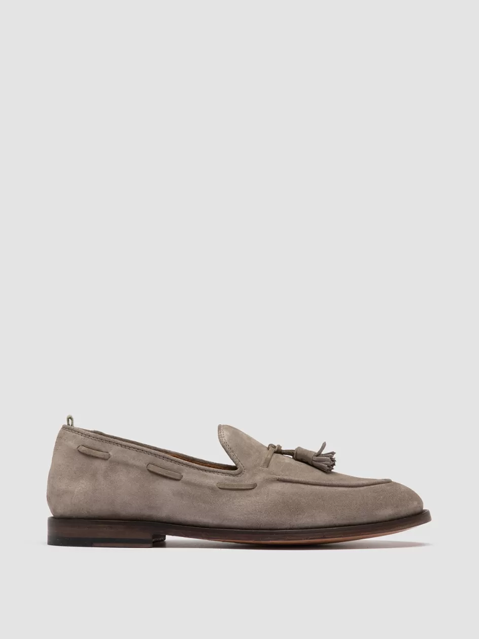Officine Creative Suede Selection | Icons>OPERA 002 - Taupe Suede Tassel Loafers QUARZO