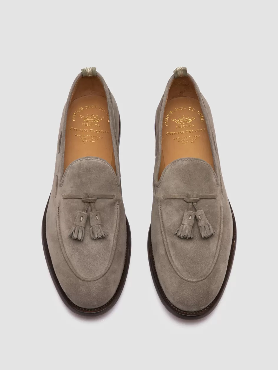 Officine Creative Suede Selection | Icons>OPERA 002 - Taupe Suede Tassel Loafers QUARZO