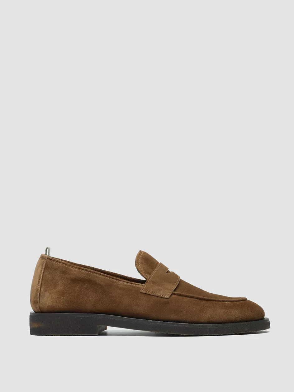 Officine Creative Suede Selection | Loafers>OPERA FLEXI 101 - Brown Suede Penny Loafers DARK BROWN
