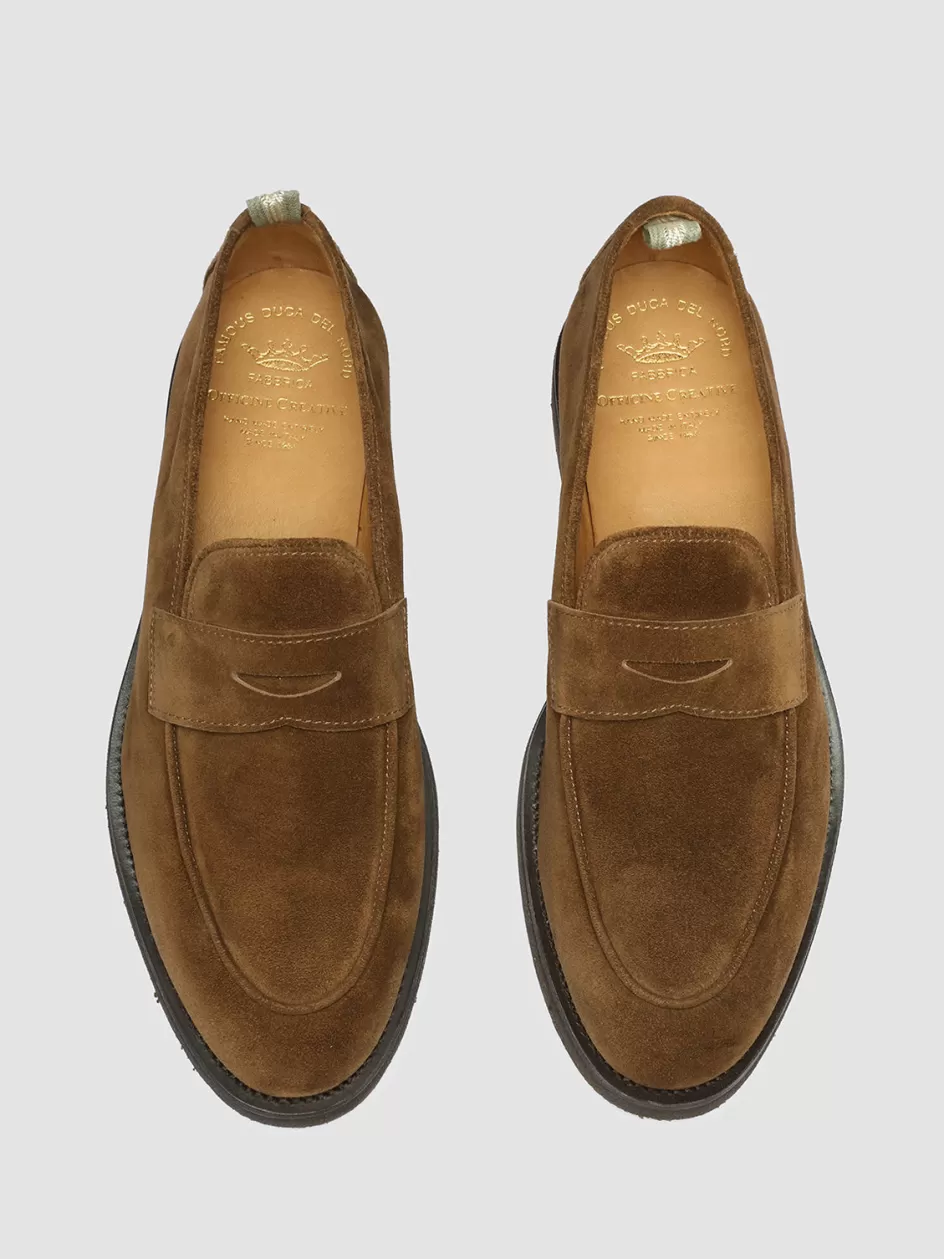 Officine Creative Suede Selection | Loafers>OPERA FLEXI 101 - Brown Suede Penny Loafers DARK BROWN