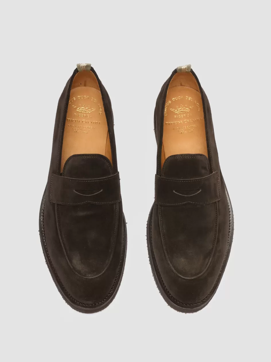 Officine Creative Suede Selection | Loafers>OPERA FLEXI 101 - Brown Suede Penny Loafers DARK BROWN