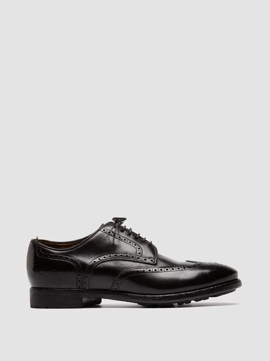 Officine Creative Derbies | Formal Shoes>PRINCE 609 - Brown Leather Derby Shoes DARK BROWN