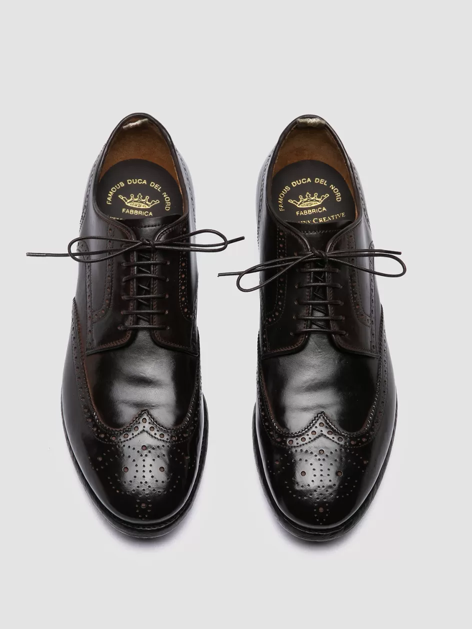 Officine Creative Derbies | Formal Shoes>PRINCE 609 - Brown Leather Derby Shoes DARK BROWN