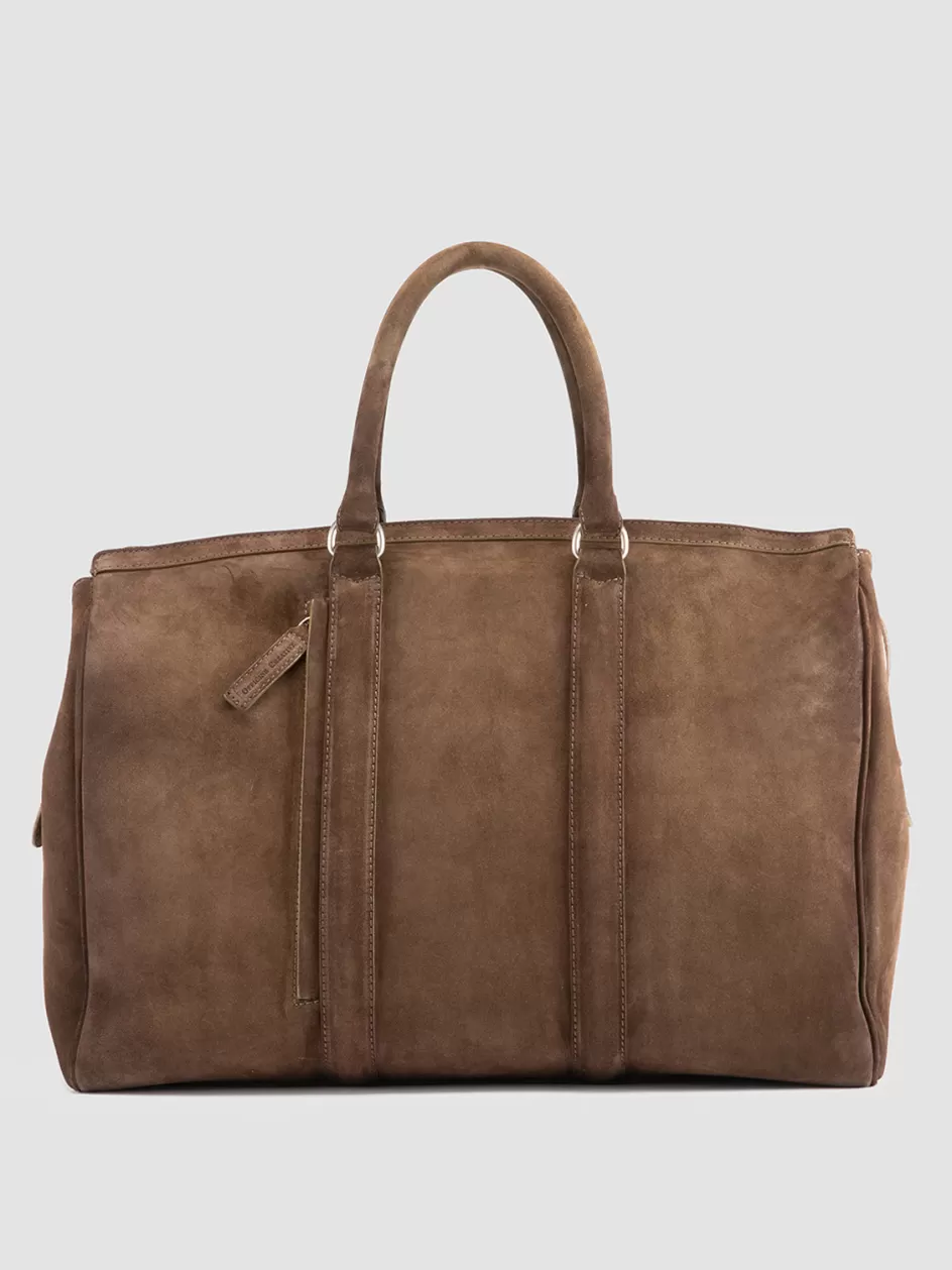 Officine Creative Bags>QUENTIN 009 - Brown Suede Bag OLIVE