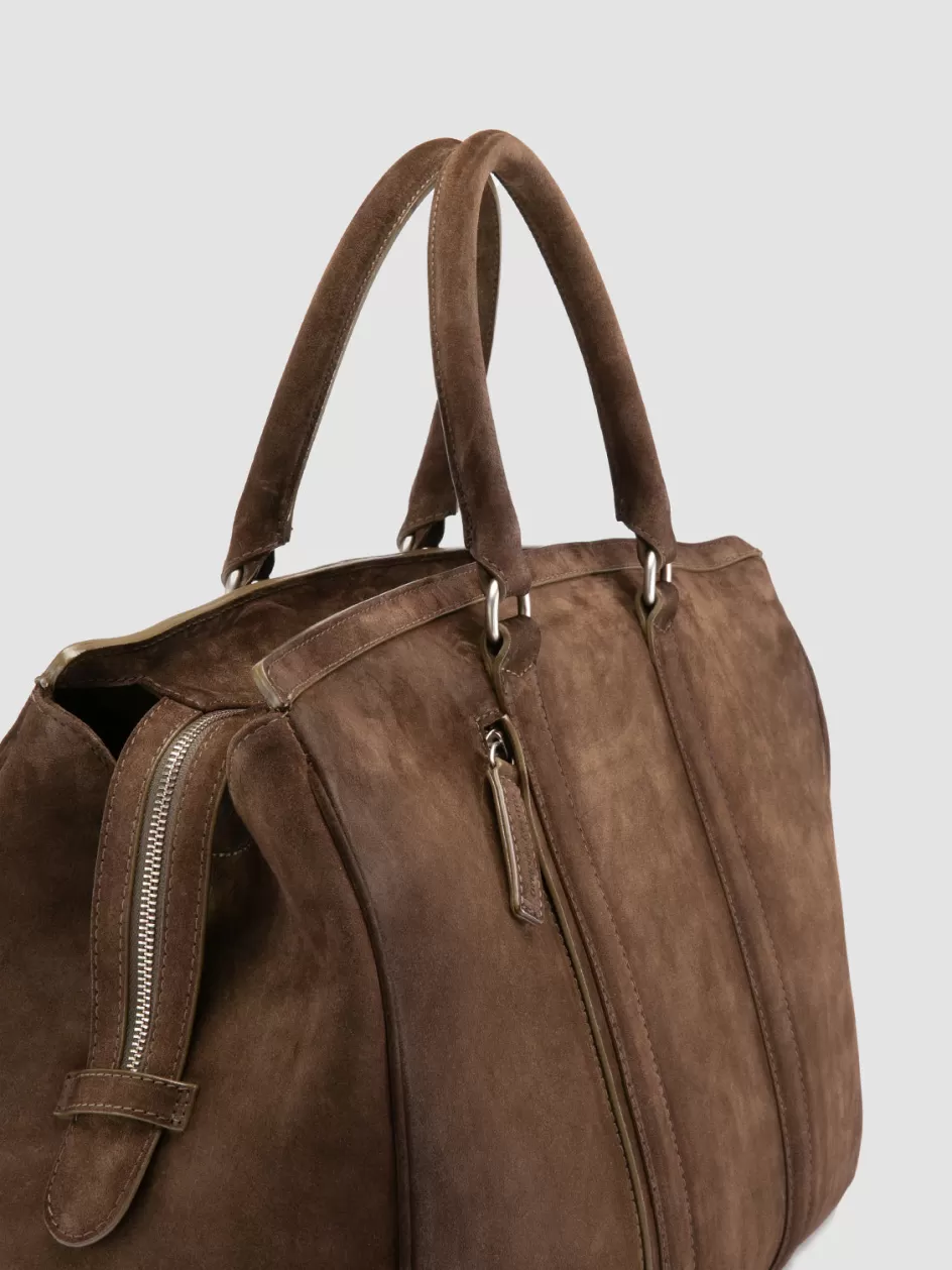 Officine Creative Bags>QUENTIN 009 - Brown Suede Bag OLIVE