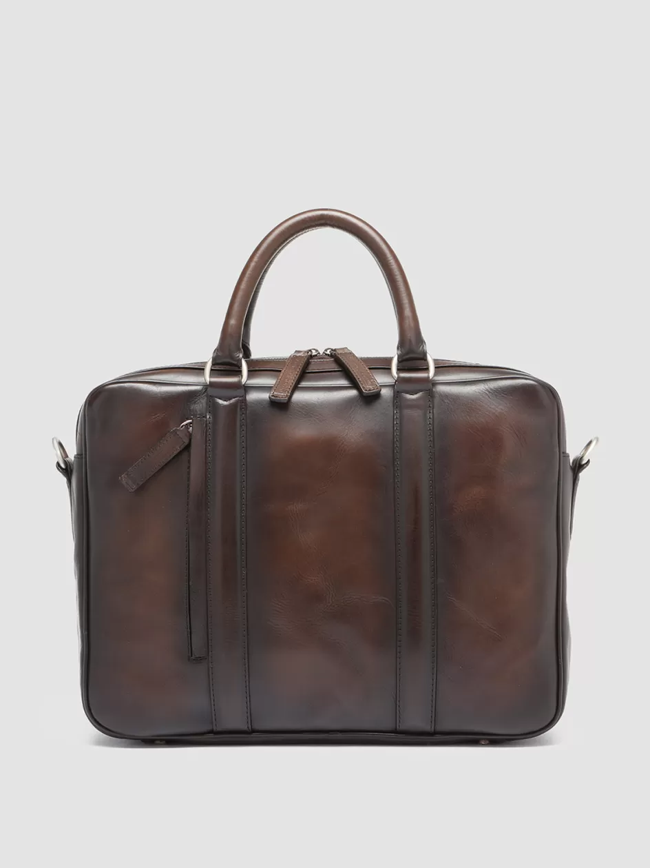 Officine Creative Bags>QUENTIN 010 - Brown Leather Bag DARK BROWN