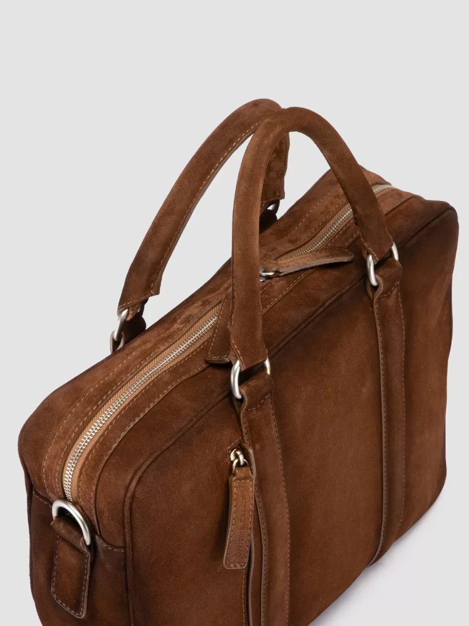 Officine Creative Bags>QUENTIN 010 - Brown Suede Bag DARK BROWN